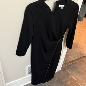 Calvin Klein Sophisticated Black Long Sleeve Dress